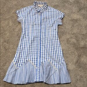 Thakoon Collective Size 6 Blue and White Gingham Button-Down Shirt Dress